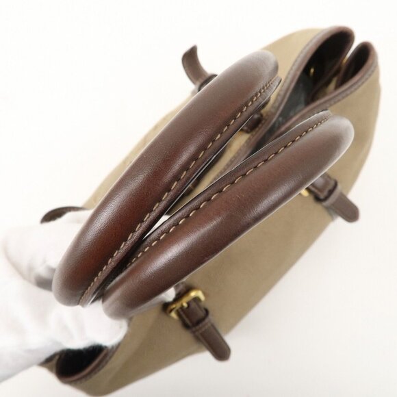 Authentic PRADA Logo Jacquard Leather 2Way Bag Hand Bag Beige - Picture 13 of 16